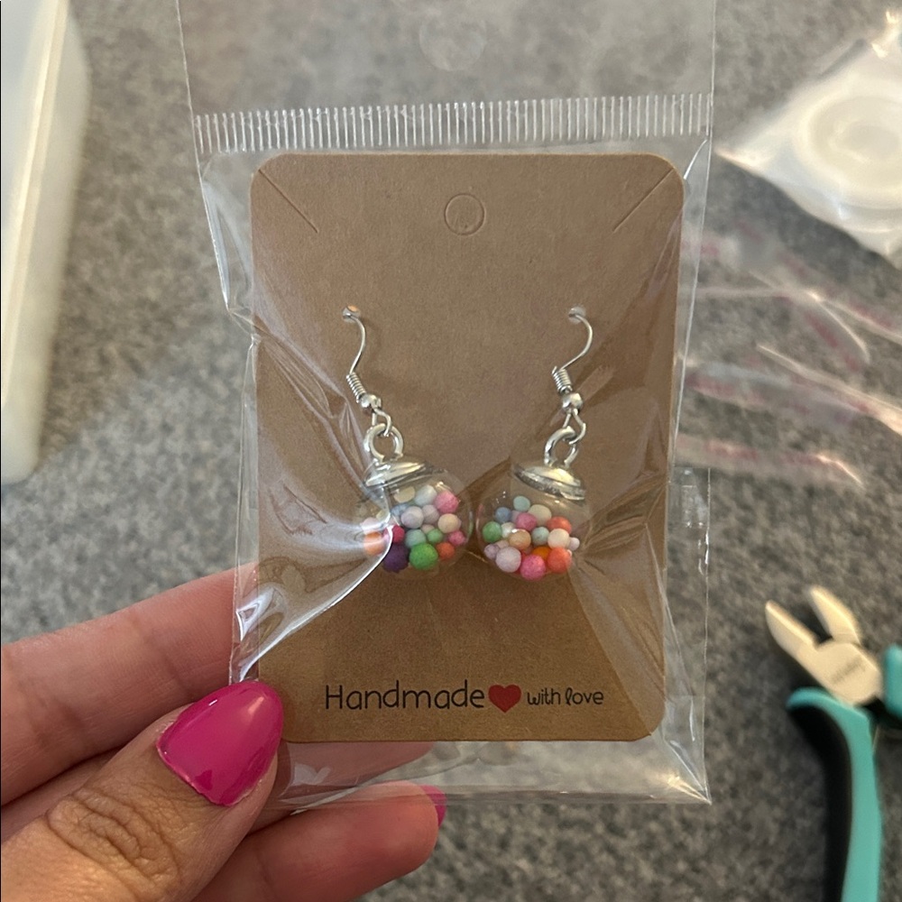 Handmade Multicolor Gumball Glass Globe Drop Earrings